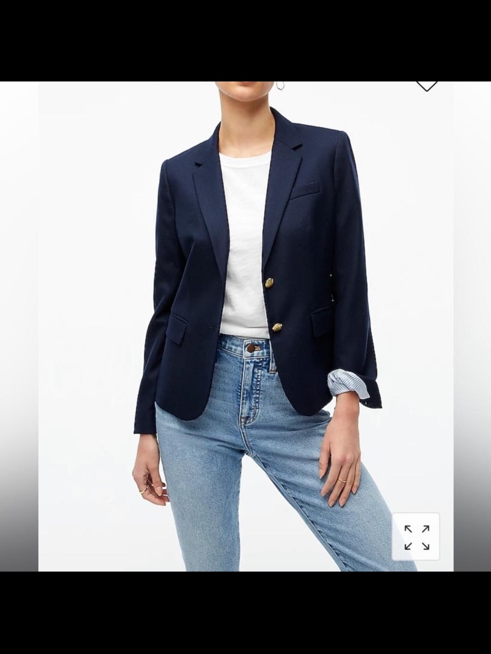 J. Crew Navy Single-Breasted Tailored Blazer with Gold Buttons